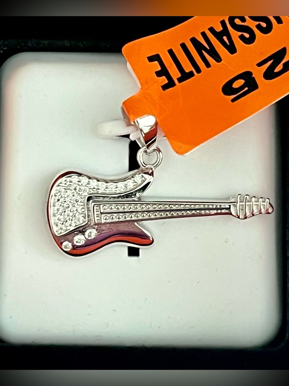 🆕 Guitar Pendant- Sterling Silver & .5 ctwt Moissanite - $250 retail